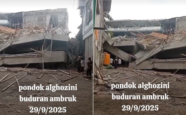 Detik-Detik Mushalla Ponpes Al Khoziny Sidoarjo Ambruk Saat 100 Santri Shalat Ashar